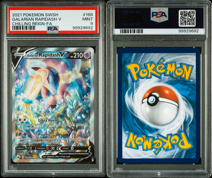 PSA Mint 9 Galarian Rapidash V 168/198 Full Art - 2021 Chilling Reign - The Cosmic Rip